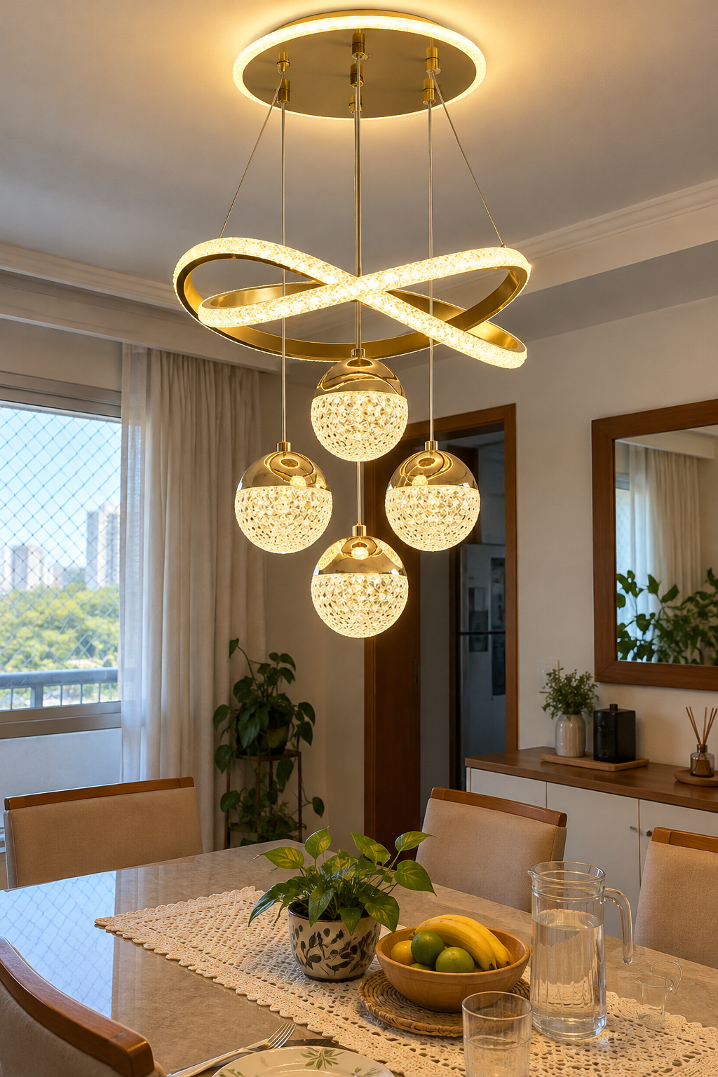 Lustre pendente dourado